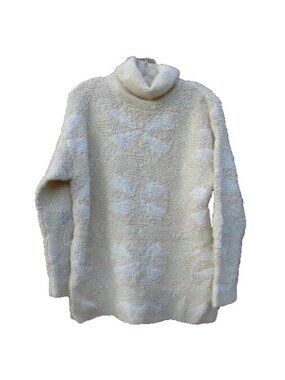 DKNY Sweater  Petite M Vanilla White Turtle Neck Long Sleeves Warm Chunky Knit